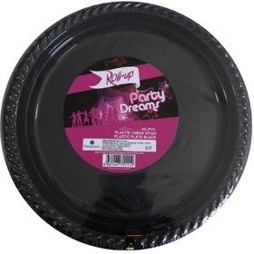 Resim Roll-up Kullan At Renkli Siyah Parti Davet Plastik Tabak - 22 Cm. - 25 Adetlik 10 Paket 