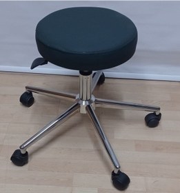 Resim Hekim Taburesi Döner Tablalı Tabure Koyu Yeşil Suni Deri 