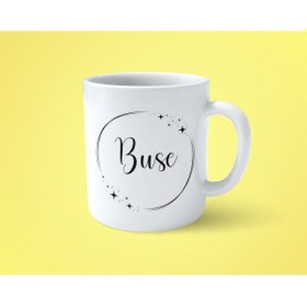 Resim Buse Yıldızlı Çerçeveli İsimli Baskılı Kupa Bardak 