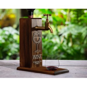 Resim Bk Gift Kişiye Özel Kabartma Isimli Musluklu Ceviz Ahşap Şarap Standı, Şarap Çeşmesi, Doğum Günü Hediyesi, Ev Hediyesi, Içecek Dispenseri-6 