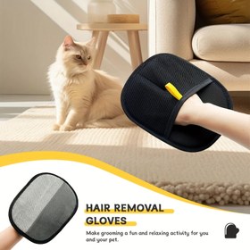Resim 1 Adet Yeniden Kullanılabilir Kedi Tüyü Temizleme Eldiveni - Evcil Hayvan Tüyleri & Tiftik için Çift Fırçalı Tasarım, Mobilya ve Giysi Temizliği için Ergonomik Rahat Eldivenler, Siyah, Mobilya Temizliği, Evcil Hayvana Uygun Tasarım, Ayarlanabilir Uyumlu Eldivenler 