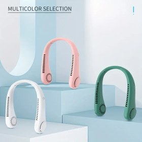 Resim Taşınabilir Boyun Fanı, Şarj Edilebilir Eller Serbest Bıçaksız Mini Fan, 3 Hız, 1200mAh Pil, Seyahat ve Ofis Kullanımı İçin Ayarlanabilir Kişisel Taşınabilir Boyun Fanı, USB Şarj, Lityum Pil-18650 Serisi 