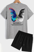 Resim Trend Sizde Unisex Butterfly Sırt Baskılı Şort T-shirt Eşofman Takımı 