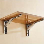 Resim 2 Adet Katlanabilir Raf Braketi, Banka Masası Için Ağır Hizmet Paslanmaz Çelik Katlanabilir Raf Braketi, Alan Tasarrufu DIY Braketi 