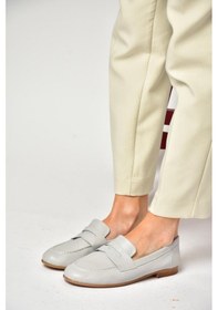 Resim Fox Shoess944007803 Gri Hakiki Deri Kadın Babet Gri 