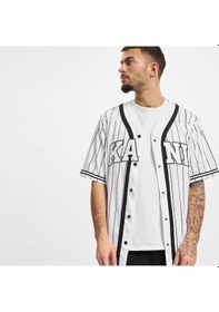 Resim Karl Kani Serif Pinstripe Baseball Erkek Beyaz Gömlek Düz Km221-115 Beyaz 
