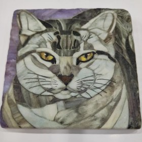 Resim Şeker Portakalım Dekoratif Figürlü Doğal Taş Banyo Gider Kapağı Süsü Tekli 10X10 cm 