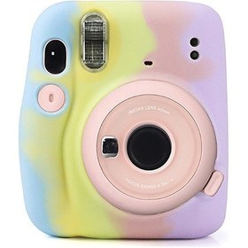 Resim Butu Fujifilm Instax Mini 11 Anında Kamera İçin Caıul Renkli Silikon Koruyucu Kılıf Kapak-mavi/sarı/pembe/mor 