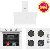 Resim Simfer 4 Fonksiyon Trend Mekanik Beyaz Power Turbo Ankastre Set ( Fırın + Ocak + Davlumbaz) 