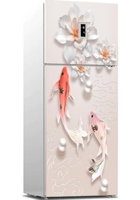 Resim Buzdolabı Sticker Kaplama Dolap Kaplama Etiketi 3d Balık Çiçek Zemin 