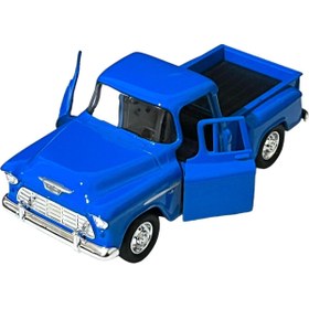 Resim Shem Mavi Chevrolet Stepside Pikap Oyuncak Lisanslı Diecast Metal Çek Bırak Araba 
