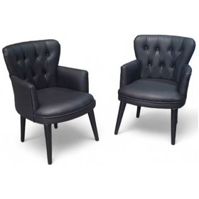 Resim Ahşap Ayaklı Kollu Siyah Deri Ofis Koltuğu Büro Koltuğu Deri Ofis Berjeri 2 Adet Tekli Siyah 