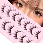 Resim 7 Çift Manga Kirpikleri - Doğal Görünüm, 3D Hacim, Tüylü, Kabarık, Sivri, Anime ve Cosplay Kirpikleri - 7'li Paket - Bireysel Küme - Kore ve Japon Tarzı 