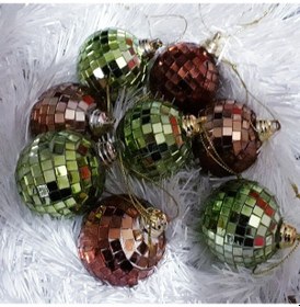 Resim Vıp Kalite 5 Cm 8 Adet Aynalı Disko Topu Yeşil Disko Topu Bakır Disko Topu Yılbaşı Ağacı Süsleri Disco Ball 