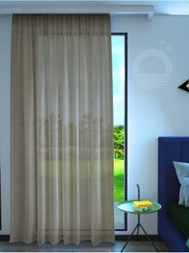 Resim Hasır Rengi Keten Görünümlü Ekstraforlu Tül Perde Linen Touch Serisi Hasır Rengi 