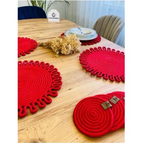 Resim Jütex Home Jüt Hasır Amerikan Servis Supla ve Bardak Altı 8 Parça 