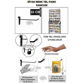 Resim Tel Pano Kancası Koruma Kauçuklu Siyah 10 Cm Deluxe Raf Askısı Ekstra Güçlü 65 Adet Siyah 