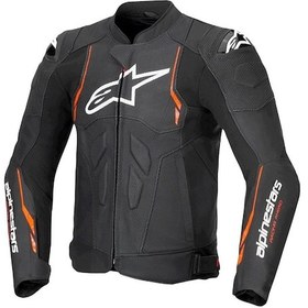 Resim Alpinestars Dusk Airflow Korumalı Deri Motosiklet Montu Siyah Kırmızı 