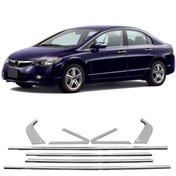 Resim Araba Alışveriş Honda Aksesuar Civic 2012 Sportif Tam Tur Metal Krom Cam Çıta Seti 