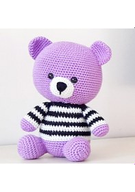 Resim Amigurumi Örgü Oyuncak Ayı Mor 