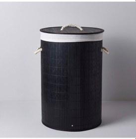 Resim Linens Bambu Yuvarlak Çamaşır Sepeti Siyah 