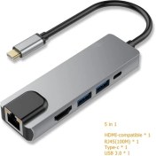 Resim 2Guoyang Gri 5'i 1 Arada Trumsoon USB C Hub'dan 4K Hdtv'ye RJ45 Lan USB 3.0 2.0 Sd Tf Kart Okuyucu Tip C Dock MacBook iPad Samsung S21 Dex Ps5 Tv Anahtarı (Yurt Dışından) 