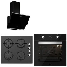 Resim Silverline BO6502B01 - CS5343B01 - 3490 Siyah Cam Ankastre Set 