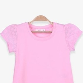 Resim Breeze Kız Çocuk Tişört Kolları Fistolu Pudra (3-8 Yaş) 