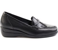 Resim Siyah Hakiki Deri Kadın Dolgu Topuklu Ayakkabı K01531254103 Siyah 