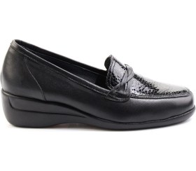 Resim Siyah Hakiki Deri Kadın Dolgu Topuklu Ayakkabı K01531254103 Siyah 