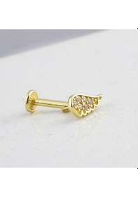 Resim Glorria Altın Melek Kanadı Tragus Piercing Sarı 