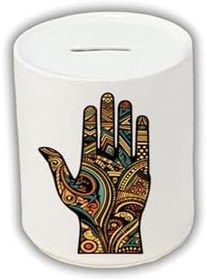 Resim Otantik El Desenli Kumbara - Para Biriktirme Kumbarası 