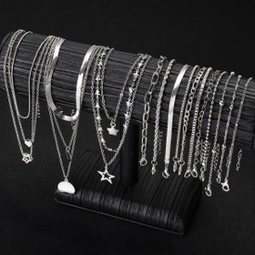 Resim 18 parçalık Basit Tarz Çinko Alaşım Kolye ve Bileklik Seti, Kalp, Yıldız, Disk Kolye, Büklümcü İpler, Yılan Zinciri Takı, Kadınlar İçin Günlük ve Tatil Aksesuarı Hediye Seti, Tüm Mevsimler İçin Çok Yönlü 