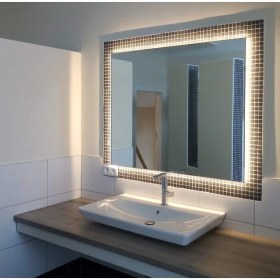 Resim Toprak Dekor 50*70 Kenar Bizoteli Ledli Ayna Günışığı Ledli Banyo Tuvalet Aynası 