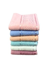 Resim 6 Lı Royam Rosenur %100 Pamuklu Kısmi Kadife El Yüz Havlusu Seti 50 X 90 Çok Renkli 