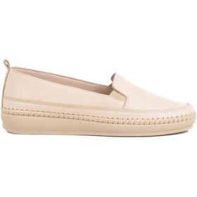 Resim Bej Hakiki Deri Anatomik Kadın Casual Ayakkabı F-7010 Z Bej 