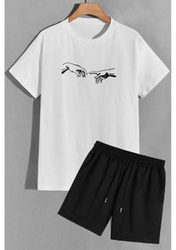 Resim Uyguntarz Michelangelo Şort T-shirt Eşofman Takımı Beyaz 