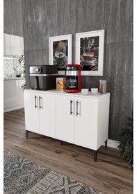 Resim Plain Metal Ayak Metal Kulp Pla4120 Kahve Köşesi Çok Amaçlı Dolap Erzak Dolabı Kiler Dolabı Saklama Dolabı Beyaz Beyaz 