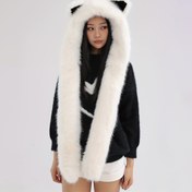 Resim Kadınlar için Sevimli Karikatür Ruh Hayvanı Şapkası, Sıcak Atkı ve Eldiven Cebi, Kulaklıklar, Peluş Atkı Yumuşak Kış Aksesuarları Tilki Kulakları Peluş Şapka Atkı Eldiven Seti Dış Mekan Kulak Koruma Lei Feng Kap 