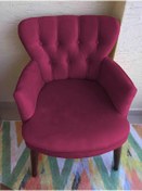 Resim Azra Aksesuar Berjer - Tekli Koltuk - Ahşap Ayak - Nubuk Kumaş - Ceviz Ayak - Fuşya 