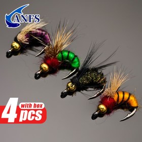 Resim Fly Fishing Lures - 4pcs Yapay Böcek Yem Seti Kutu ile, Karbon Çelik ve Rayon Malzemeleri, Balık, Grayling, Panfish, Carp için İdeal - Maksimum Yakalama Oranı, Tatlı Su Balıkçılığı Temel Gereksinimleri | Canlı Yapay Sinekler | Dayanıklı Fly Fishing Ekipmanları, Balıkçılık Taktikleri Aksesuarları 