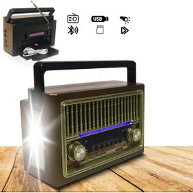 Resim Tastech Nostaljik Fm Radyo Şarjlı Taşınabilir Fenerli Bluetooth Hoparlör Sd kart Usb Girişli Mini Speaker 