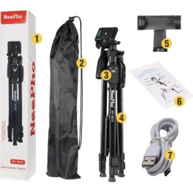 Resim Neepho Profesyonel Tripod Bluetooth Kumanda, Telefon Tutucu ve Çantalı Tripod 155 cm 