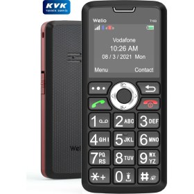 Resim Welio Wkey T100 Kamerasız Siyah-Kırmızı Asker/yaşlı Cep Telefonu Siyah 