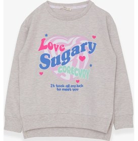 Resim Breeze Kız Çocuk Sweatshirt Yazı Baskılı Yırtmaçlı 9-14 Yaş, Bej Melanj Bej 