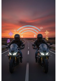 Resim K08 İntercom Bluetooth 5.4 Motosiklet Kask İnterkom Gürültü Engelleyici Su Geçirmez Lcd Ekranlı 