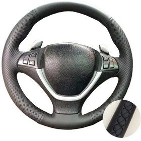 Resim Bmw İçin X5 E70 2006-2013x6 E71 2008-2014 E72 2009 2010 Delikli Deri El Dikişli Black Thread Black Thread 