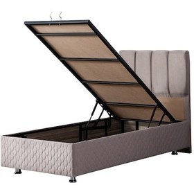 Resim Setaymobilya Baza, Tetra Gri Tek Kişilik Baza + Başlık, Mdf, Setay 