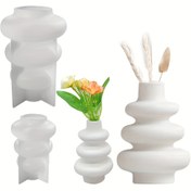 Resim 2 adet Nordic Spiral Silikon Vazo Kalıpları - Beyaz, Plaster, Beton, Reçine Döküm için Çok Bölümlü Tasarım - Ev Dekoru, Çiçekler için DIY El Yapımı El Sanatları 