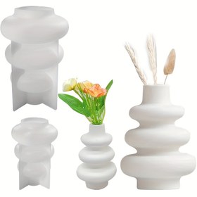 Resim 2 adet Nordic Spiral Silikon Vazo Kalıpları - Beyaz, Plaster, Beton, Reçine Döküm için Çok Bölümlü Tasarım - Ev Dekoru, Çiçekler için DIY El Yapımı El Sanatları 